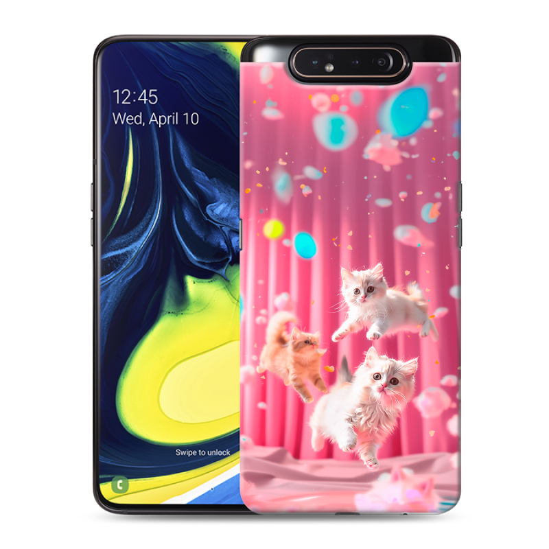 Пластиковый чехол на Samsung Galaxy A80 с принтом милые котики Пластиковый чехол на Samsung Galaxy A80 с принтом милые котики