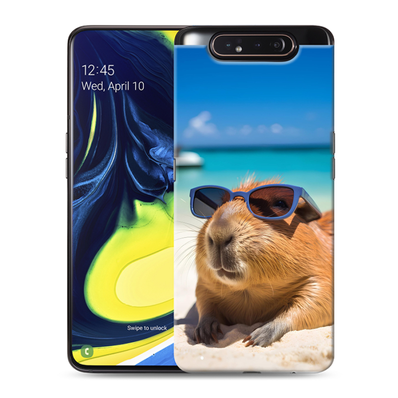 Пластиковый чехол на Samsung Galaxy A80 с принтом Капибара Пластиковый чехол на Samsung Galaxy A80 с принтом Капибара