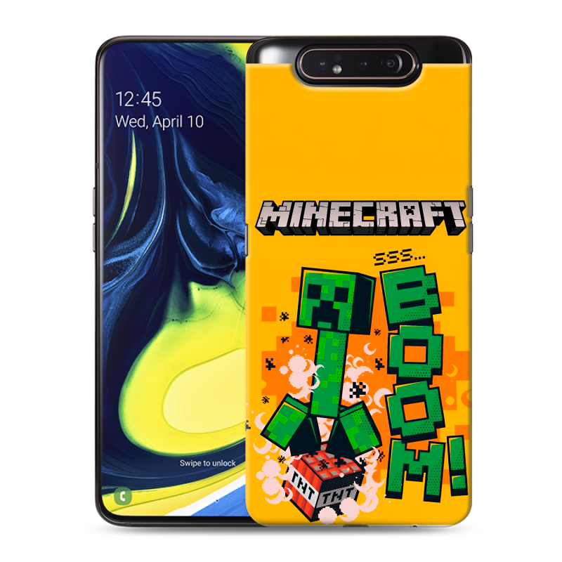 Силиконовый противоударный чехол на Samsung Galaxy A80 с принтом Майнкрафт Minecraft Силиконовый противоударный чехол на Samsung Galaxy A80 с принтом Майнкрафт Minecraft