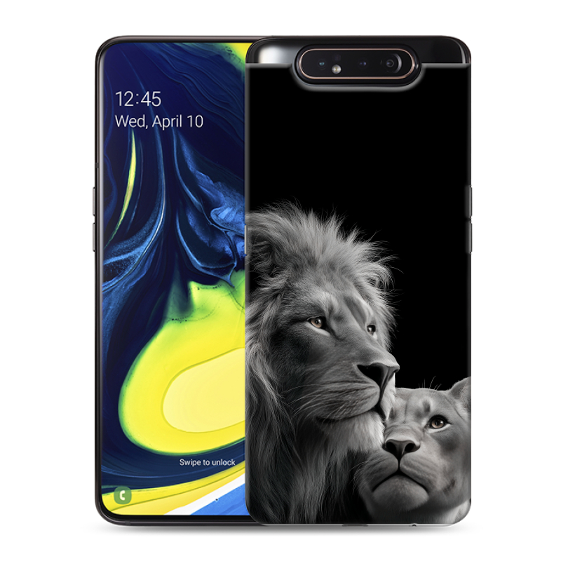 Пластиковый чехол на Samsung Galaxy A80 с принтом Лев кошки Пластиковый чехол на Samsung Galaxy A80 с принтом Лев кошки