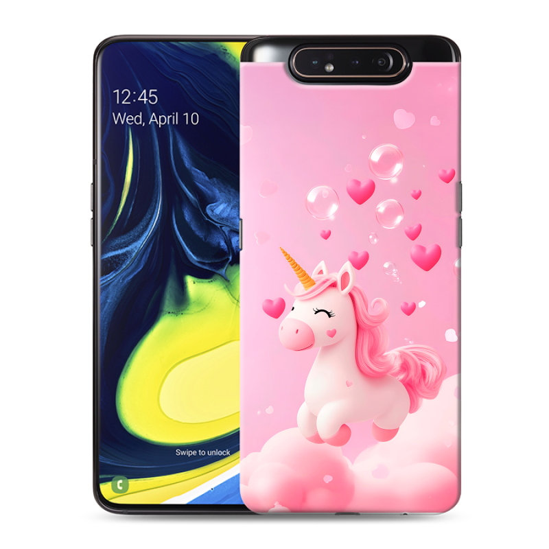 Пластиковый чехол на Samsung Galaxy A80 с принтом Единорог Пластиковый чехол на Samsung Galaxy A80 с принтом Единорог