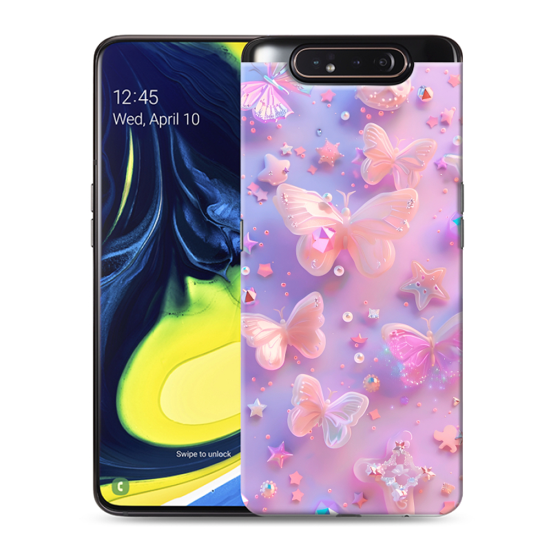 Пластиковый чехол на Samsung Galaxy A80 с принтом Бабочки Пластиковый чехол на Samsung Galaxy A80 с принтом Бабочки