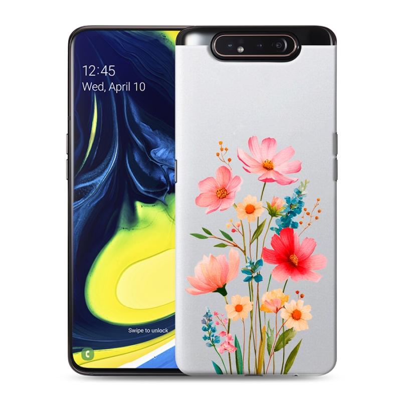 Силиконовый противоударный чехол на Samsung Galaxy A80 с принтом Цветы Силиконовый противоударный чехол на Samsung Galaxy A80 с принтом Цветы