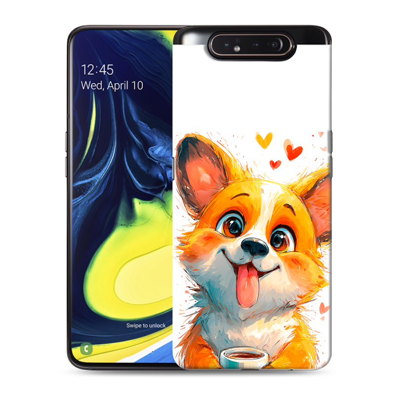 Пластиковый чехол на Samsung Galaxy A80 с принтом корги Пластиковый чехол на Samsung Galaxy A80 с принтом корги