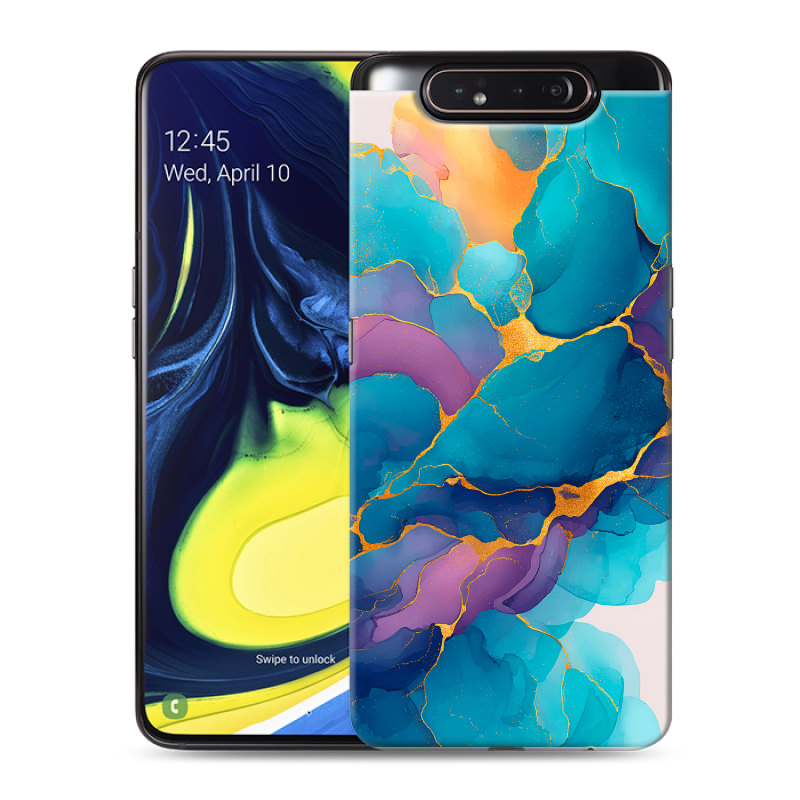 Силиконовый противоударный чехол на Samsung Galaxy A80 с принтом Мрамор блестки Силиконовый противоударный чехол на Samsung Galaxy A80 с принтом Мрамор блестки