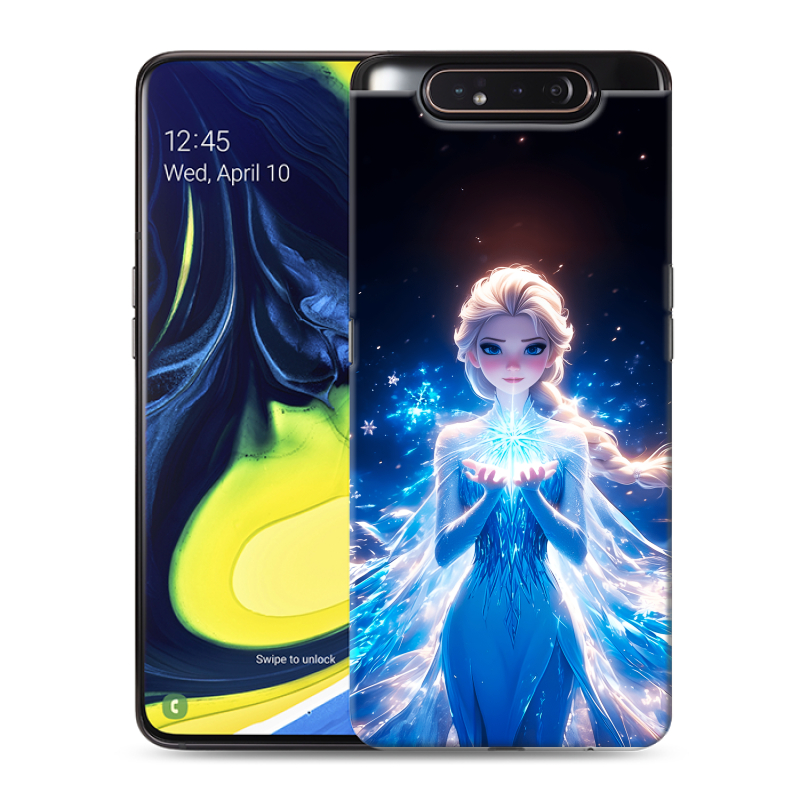 Силиконовый противоударный чехол на Samsung Galaxy A80 с принтом Холодное сердце Frozen Силиконовый противоударный чехол на Samsung Galaxy A80 с принтом Холодное сердце Frozen
