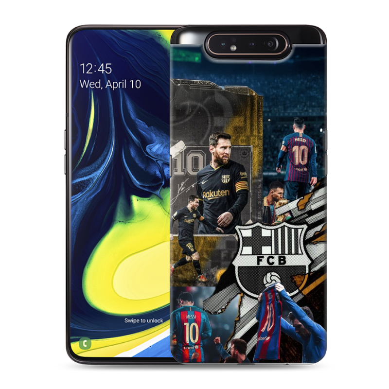 Силиконовый противоударный чехол на Samsung Galaxy A80 с принтом Messi Barcelona Силиконовый противоударный чехол на Samsung Galaxy A80 с принтом Messi Barcelona