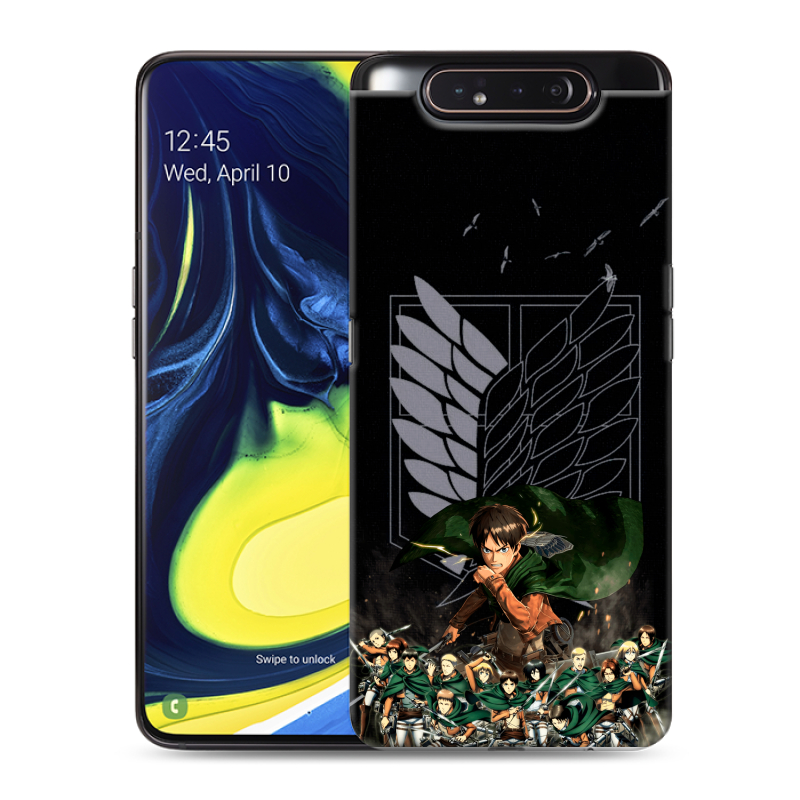 Пластиковый чехол на Samsung Galaxy A80 с принтом Атака титанов Пластиковый чехол на Samsung Galaxy A80 с принтом Атака титанов