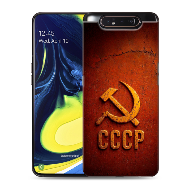 Пластиковый чехол на Samsung Galaxy A80 с принтом Флаг Герб СССР Пластиковый чехол на Samsung Galaxy A80 с принтом Флаг Герб СССР