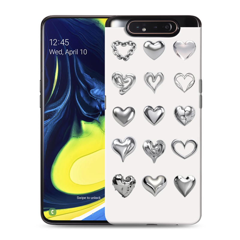 Пластиковый чехол на Samsung Galaxy A80 с принтом Y2K сердечки Пластиковый чехол на Samsung Galaxy A80 с принтом Y2K сердечки