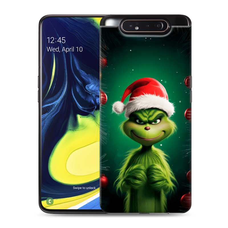 Пластиковый чехол на Samsung Galaxy A80 с принтом Гринч Новый год Рождество Пластиковый чехол на Samsung Galaxy A80 с принтом Гринч Новый год Рождество