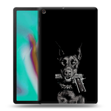 Силиконовый чехол на планшета Samsung Galaxy Tab A 10.1 (2019) с принтом Доберман и пистолет Силиконовый чехол на планшета Samsung Galaxy Tab A 10.1 (2019) с принтом Доберман и пистолет