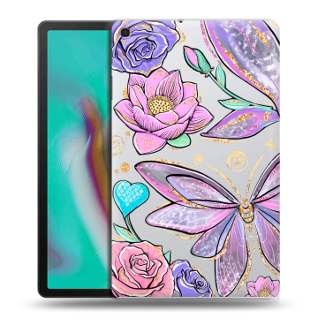 Силиконовый чехол на планшета Samsung Galaxy Tab A 10.1 (2019) с принтом Бабочки и цветы Силиконовый чехол на планшета Samsung Galaxy Tab A 10.1 (2019) с принтом Бабочки и цветы