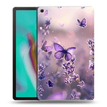Силиконовый чехол на планшета Samsung Galaxy Tab A 10.1 (2019) с принтом бабочки и лаванда Силиконовый чехол на планшета Samsung Galaxy Tab A 10.1 (2019) с принтом бабочки и лаванда
