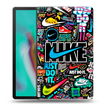 Силиконовый чехол на планшета Samsung Galaxy Tab A 10.1 (2019) с принтом найк nike черный Силиконовый чехол на планшета Samsung Galaxy Tab A 10.1 (2019) с принтом найк nike черный
