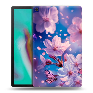 Силиконовый чехол на планшета Samsung Galaxy Tab A 10.1 (2019) с принтом цветы бабочки Силиконовый чехол на планшета Samsung Galaxy Tab A 10.1 (2019) с принтом цветы бабочки