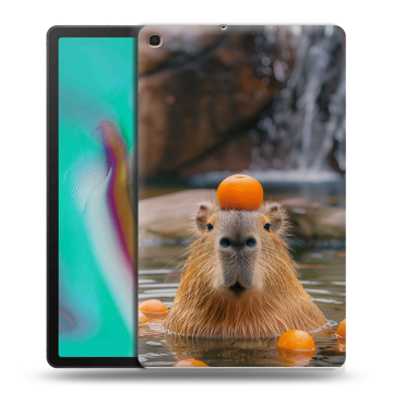 Силиконовый чехол на планшета Samsung Galaxy Tab A 10.1 (2019) с принтом Капибара с апельсином Силиконовый чехол на планшета Samsung Galaxy Tab A 10.1 (2019) с принтом Капибара с апельсином