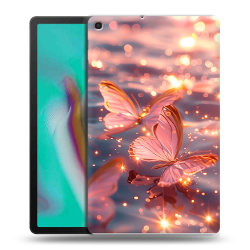 Силиконовый чехол на планшета Samsung Galaxy Tab A 10.1 (2019) с принтом бабочки розовые Силиконовый чехол на планшета Samsung Galaxy Tab A 10.1 (2019) с принтом бабочки розовые