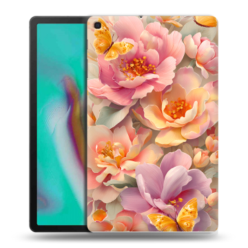 Силиконовый чехол на планшета Samsung Galaxy Tab A 10.1 (2019) с принтом Цветы и бабочки Силиконовый чехол на планшета Samsung Galaxy Tab A 10.1 (2019) с принтом Цветы и бабочки