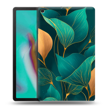 Силиконовый чехол на планшета Samsung Galaxy Tab A 10.1 (2019) с принтом Листья и золото Силиконовый чехол на планшета Samsung Galaxy Tab A 10.1 (2019) с принтом Листья и золото