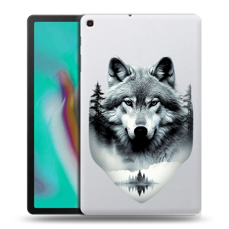 Силиконовый противоударный чехол на Samsung Galaxy Tab A 10.1 (2019) с принтом Волк в лесу Силиконовый противоударный чехол на Samsung Galaxy Tab A 10.1 (2019) с принтом Волк в лесу
