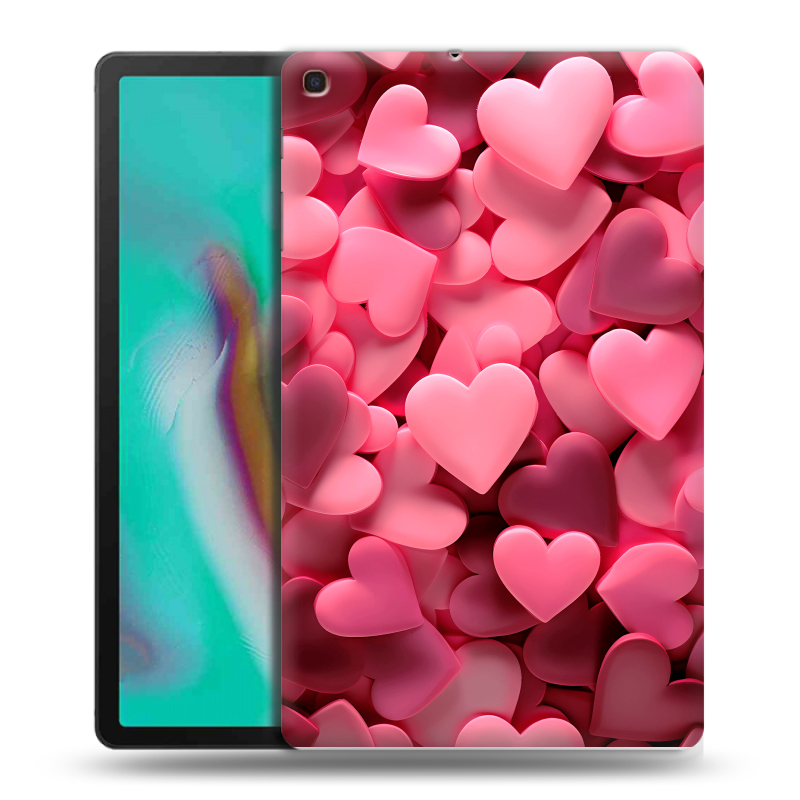 Силиконовый чехол на планшета Samsung Galaxy Tab A 10.1 (2019) с принтом розовые сердечки Силиконовый чехол на планшета Samsung Galaxy Tab A 10.1 (2019) с принтом розовые сердечки