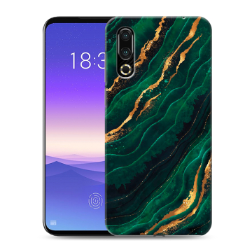 Пластиковый чехол на Meizu 16s с принтом Мрамор зеленое золото