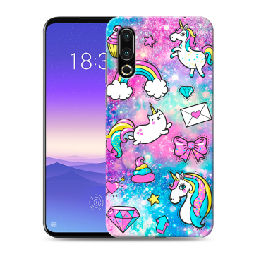 Пластиковый чехол на Meizu 16s с принтом Единороги