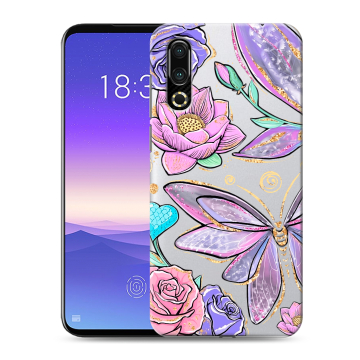 Пластиковый чехол на Meizu 16s с принтом Бабочки и цветы