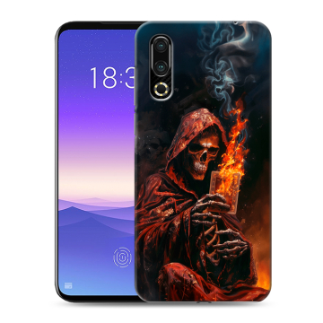 Пластиковый чехол на Meizu 16s с принтом Скелет и карты