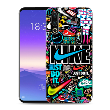 Пластиковый чехол на Meizu 16s с принтом найк nike черный Пластиковый чехол на Meizu 16s с принтом найк nike черный