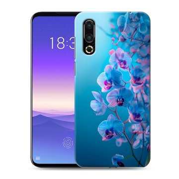Пластиковый чехол на Meizu 16s с принтом голубые орхидеи