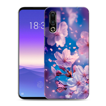 Пластиковый чехол на Meizu 16s с принтом цветы бабочки