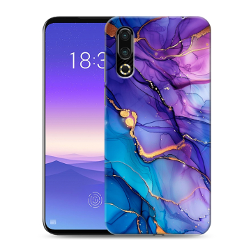 Пластиковый чехол на Meizu 16s с принтом синий мрамор