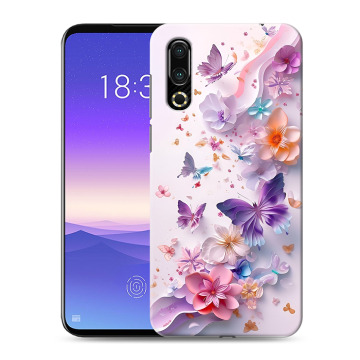 Пластиковый чехол на Meizu 16s с принтом цветы бабочки