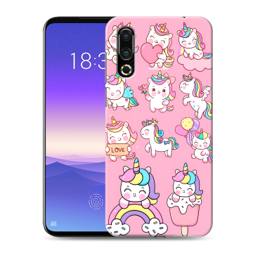 Пластиковый чехол на Meizu 16s с принтом Единороги и радуга