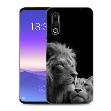 Пластиковый чехол на Meizu 16s с принтом Лев кошки