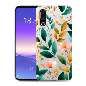 Пластиковый чехол на Meizu 16s с принтом Цветы паттерн