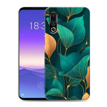 Пластиковый чехол на Meizu 16s с принтом Листья и золото