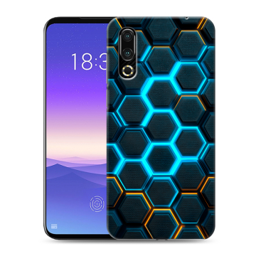Пластиковый чехол на Meizu 16s с принтом Неоновые соты