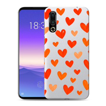 Пластиковый чехол на Meizu 16s с принтом Сердечки