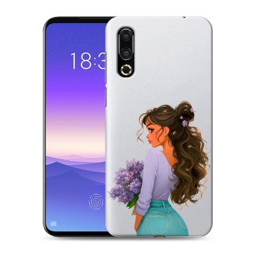 Пластиковый чехол на Meizu 16s с принтом девушка цветы