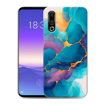 Пластиковый чехол на Meizu 16s с принтом Мрамор блестки