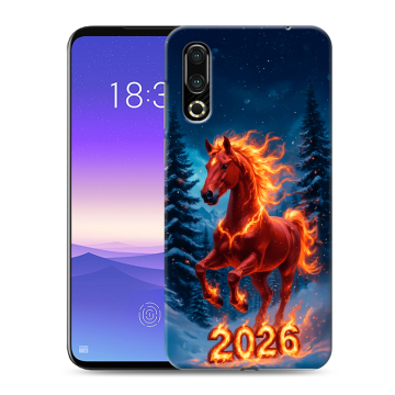 Пластиковый чехол на Meizu 16s с принтом Новый год коня