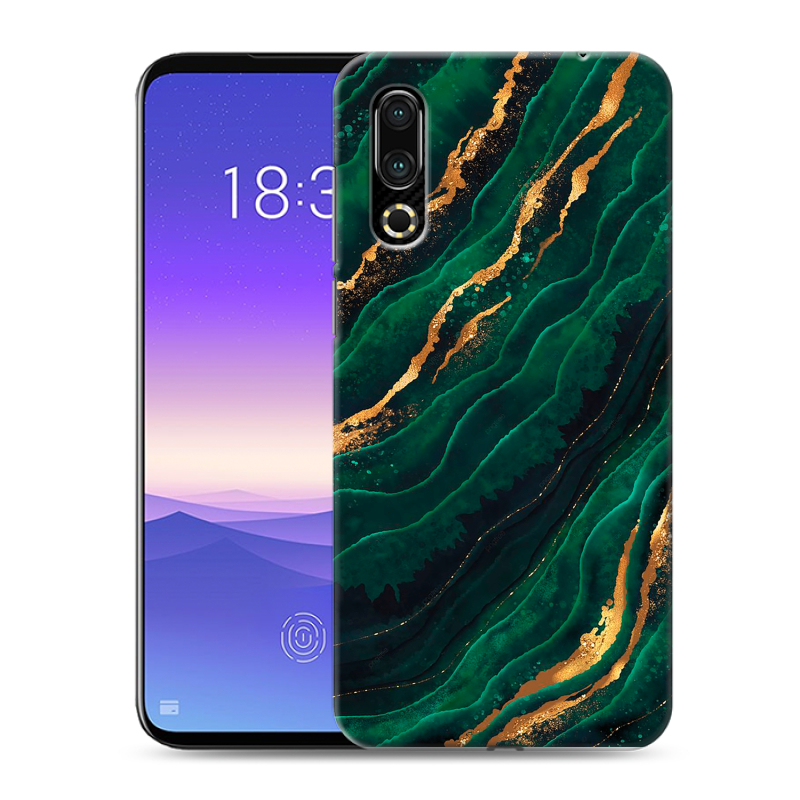 Пластиковый чехол на Meizu 16s с принтом Мрамор зеленое золото Пластиковый чехол на Meizu 16s с принтом Мрамор зеленое золото