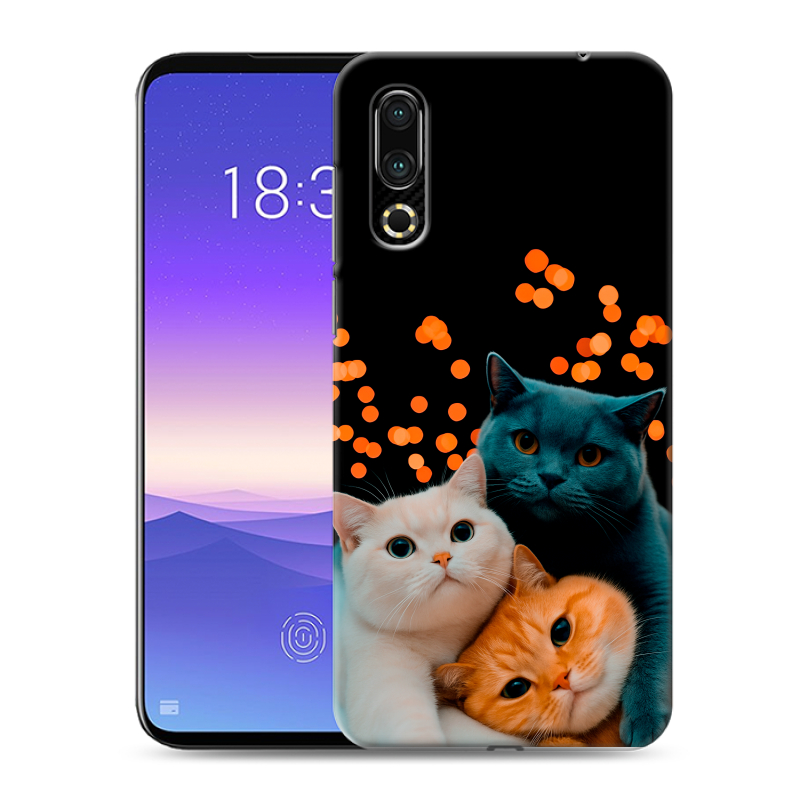 Пластиковый чехол на Meizu 16s с принтом Кошки Пластиковый чехол на Meizu 16s с принтом Кошки