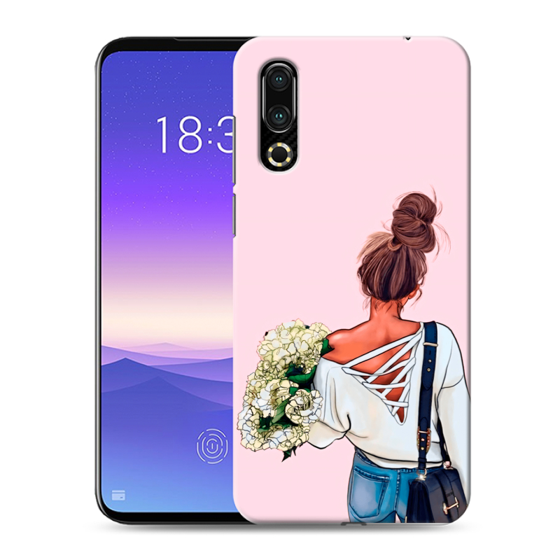 Пластиковый чехол на Meizu 16s с принтом Девушка и букет Пластиковый чехол на Meizu 16s с принтом Девушка и букет