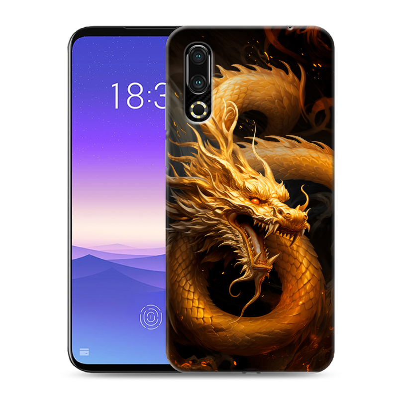 Пластиковый чехол на Meizu 16s с принтом Золотой дракон Пластиковый чехол на Meizu 16s с принтом Золотой дракон
