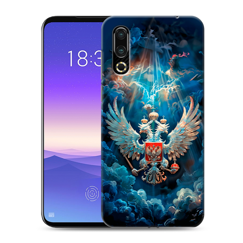Пластиковый чехол на Meizu 16s с принтом Герб флаг России Пластиковый чехол на Meizu 16s с принтом Герб флаг России