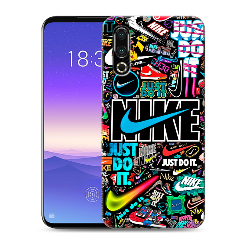 Пластиковый чехол на Meizu 16s с принтом найк nike черный Пластиковый чехол на Meizu 16s с принтом найк nike черный